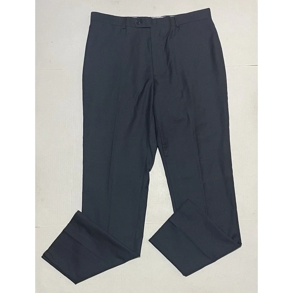 NWT Tommy Hilfiger Men's‎ Size 38 UNFINISHED HEM Worsted Wool Pants Blue Plaid